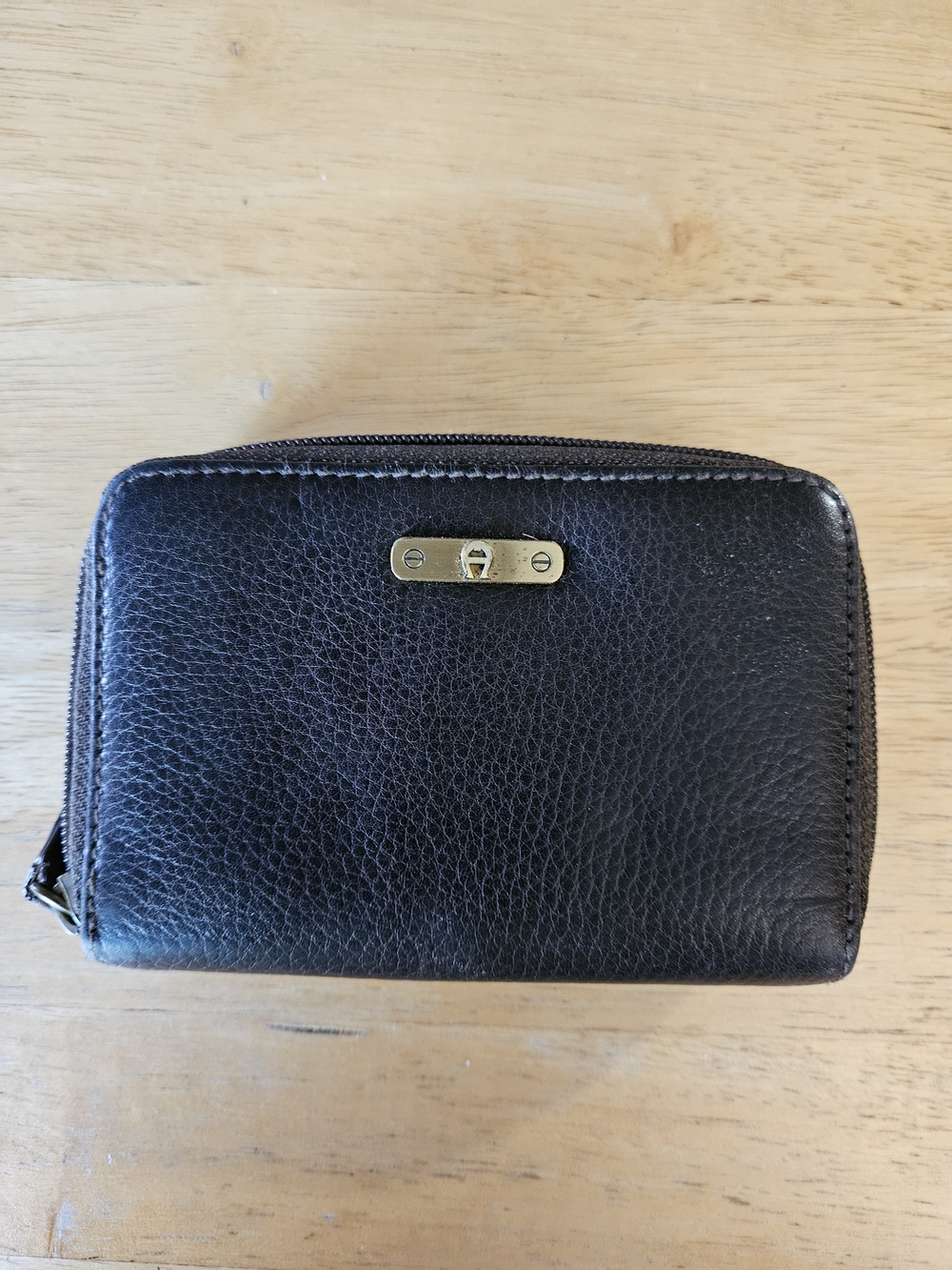 Vintage Etienne Aigner Black Leather Organizer Wallet Zip Around Genuine Leather